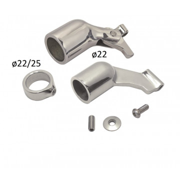 Railingsteun eindstuk met hellingshoek 90Â° beneden en 45Â° omhoog buis 25 mm RVS-316 (A4)