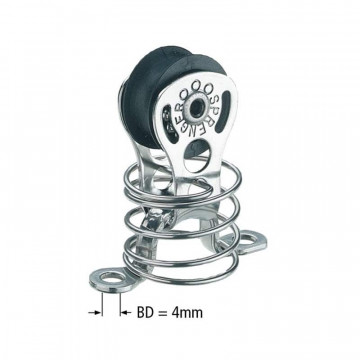 Sprenger mini katrol met kogellager en fenderhaak geveerd Ø 19 mm touwmaat 6 mm RVS-304