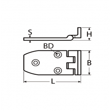 Scharnier 68 x 38 mm RVS-316 (A4)